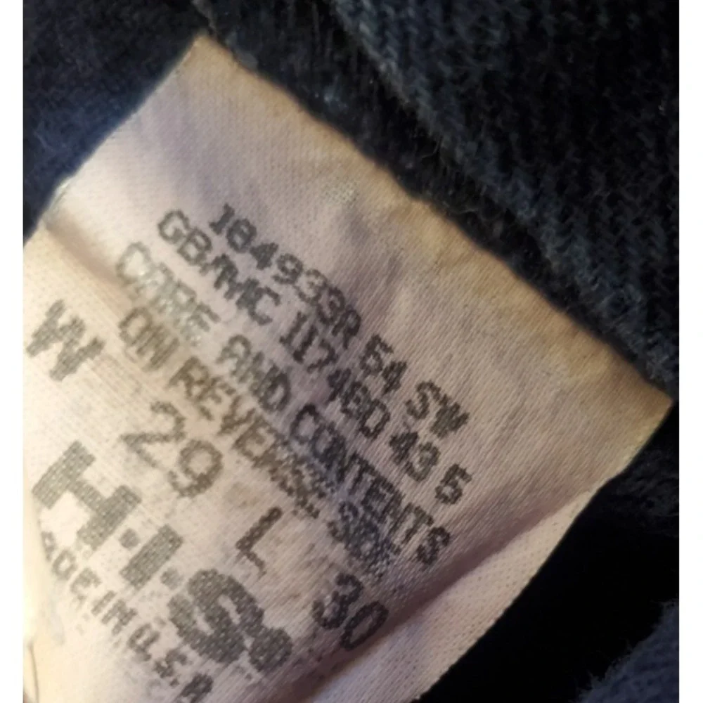 Vintage‎ H.I.S. Jeans Mens 29x30  Dark Navy Blue Tapered Leg 90s Casual